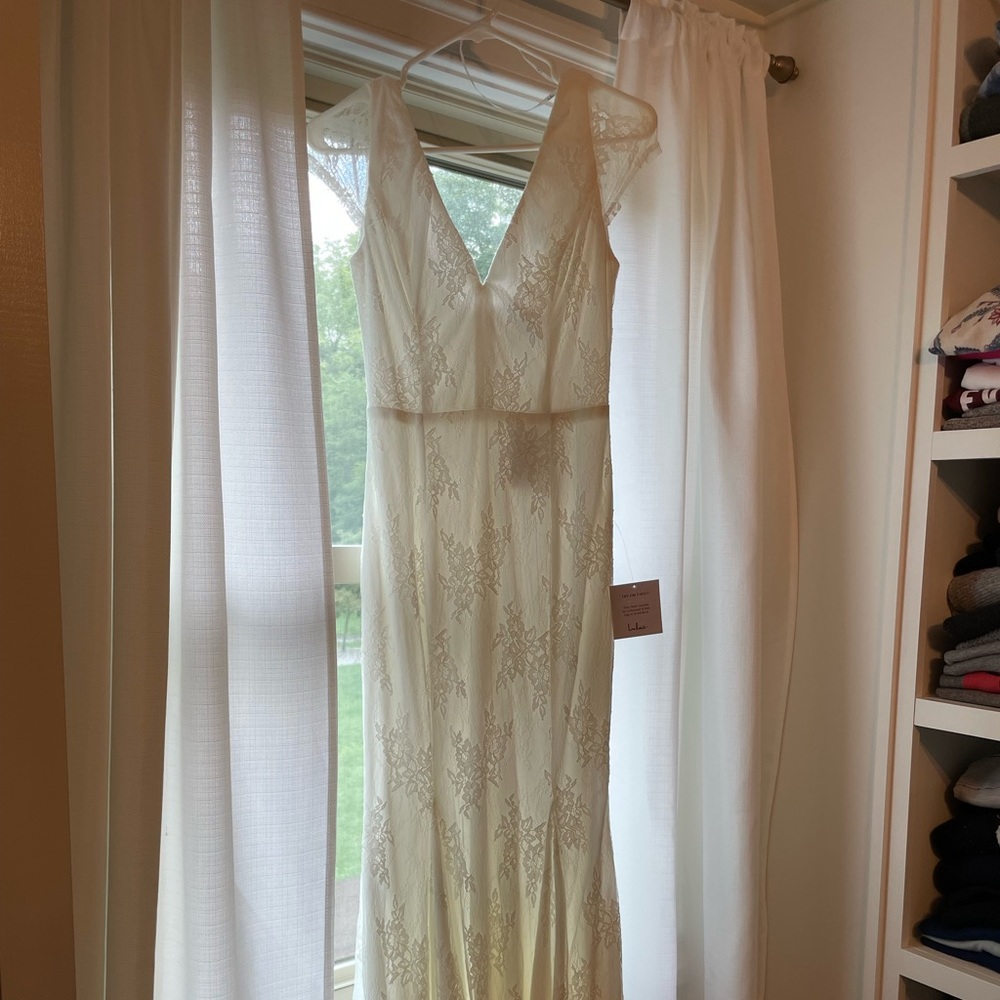 Lulus Cap Sleeve Mermaid Wedding Dress